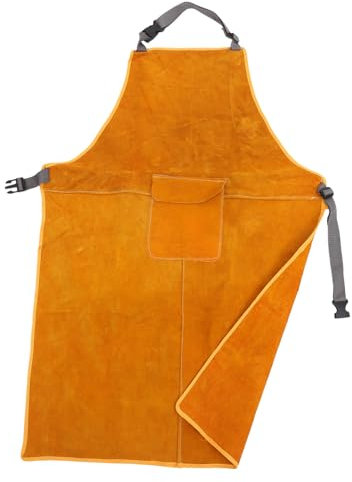 HOMSFOU Delantal De Soldador De Cuero Grueso Con Bolsillos Ropa Protectora Soldadura Eléctrica Resistente Abrasiones Y Talla Única Para Talleres Y Trabajos Soldadura Color Naranja