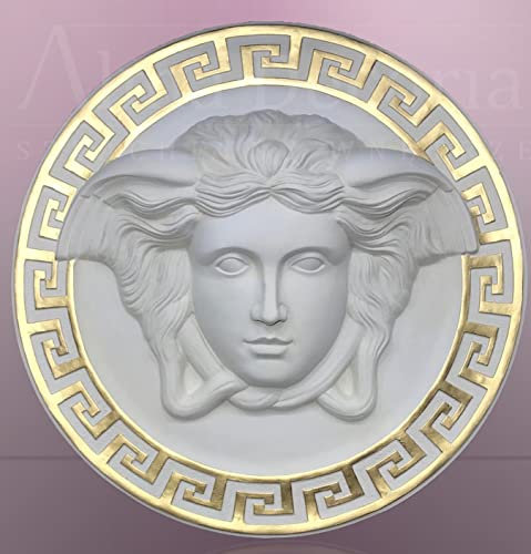Bavary Handmade Wall Relief Greek Wall Art Antique Medusa Design Handmade White Gold