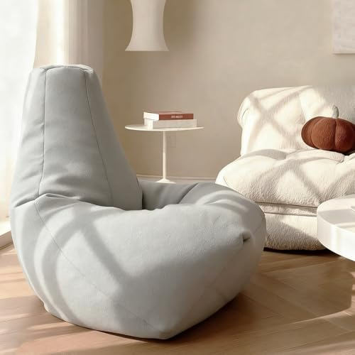 KBZSlyn sittsäcksöverdrag (utan fyllning) konstgjort kashmir, Lazy Soffa, sittsäck puff, ultramjuk soffa, tom lounge-puff, bekväm golvsits för vuxna, vardagsrum, sovrum (80 cm grått täck)