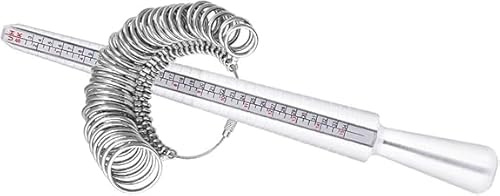 Windfromort Ringstock, Ringdorn, Finger-Messgerät, Juwelierset, Verlobung, Messgerät, Ringgrössenmesser Ringstock Ringmaß Dorn Set Ring Messgerät aus Metall Ring Werkzeug mit 4 Größe(UK, EU,USA,JP)
