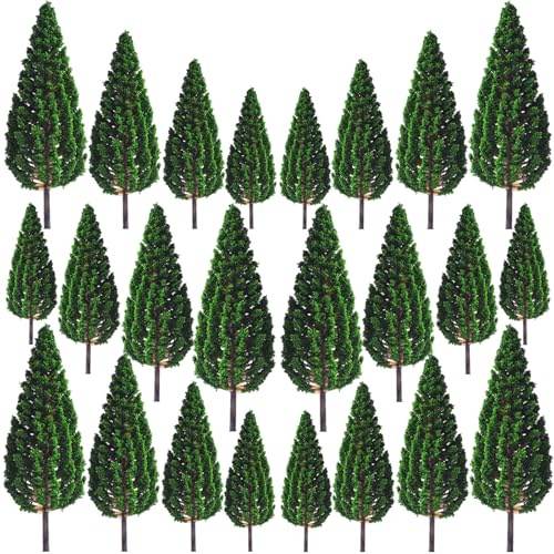 24 Pezzi Alberi Modello Misto, Albero del Diorama Plastic, Albero Misti per Modellismo, Miniatura Alberi Treno per Paesaggio DIY Paesaggi in Miniatura, Tavolo di Sabbia, Modello di Paesaggio 6,5-16 cm