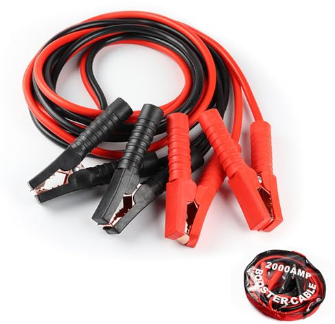 Cavi di avviamento per batteria auto, cavi di avviamento extra lunghi da 4 m, cavi di avviamento per auto, 2000 A, cavi di avviamento per batteria con guanti, borsa per la conservazione, per auto a