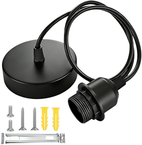 Portalámpara Colgante E27 con Aro Roscado, 100CM Cable para Lámpara Colgante E27, Portalámpara Lámparas para Sala de Estar Dormitorio Cocina, Compatible con Pantalla de Lámpara de Techo