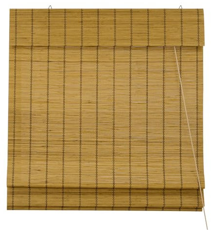 Victoria M. Bambus Raffrollo Sonnenschutz Sichtschutz Rollo Seitenzugrollo, für Fenster und Türen, Blickdicht, 80 x 160 cm, Braun