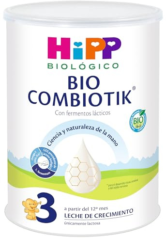 HiPP Combiotik 3 - Leche para bebés Ecológica - 800 gr - Leche BIO para bebés a partir 12 meses - Contiene Lactosa, Omega-3, Prebióticos, Vitaminas C y D - Sin GMO - Especial fácil digestión
