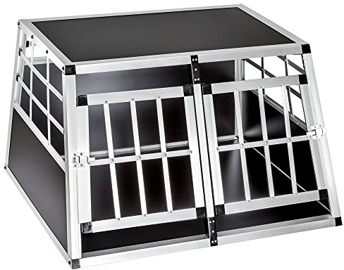 tectake® Transportin Perro Coche, Jaula para Perros con Puerta y Cerradura, Transportin Perro Grande Robusto, Jaula Perro Mediano Fácil de Limpiar, Jaulas para Perros - 89 x 69 x 50 cm