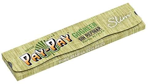 Papel Pay-Pay GoGreen Slim 110mm (50Und) Papel de Fumar Ultrafino, Combustión lenta, Goma Arabiga Sin Aditivos 100% Natural