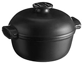 Emile Henry Delight EH779564 Round Casserole Dish, Black, 2 litres