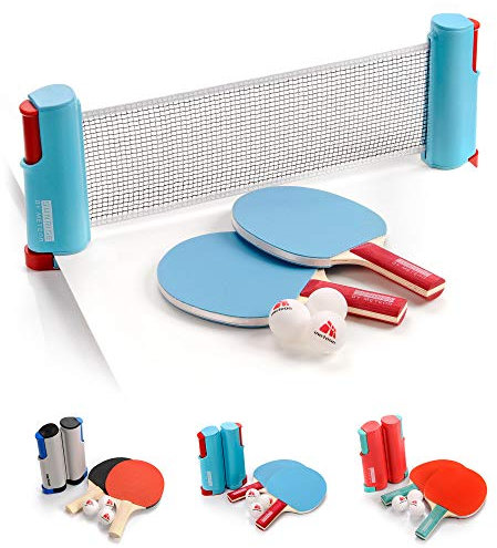 meteor Tischtennisnetze Set ausziehbar Tischtennis Netze Schwarz - Einziehbares Netz - einstellbare Länge mobiles tischtennisnetz für jeden Tisch