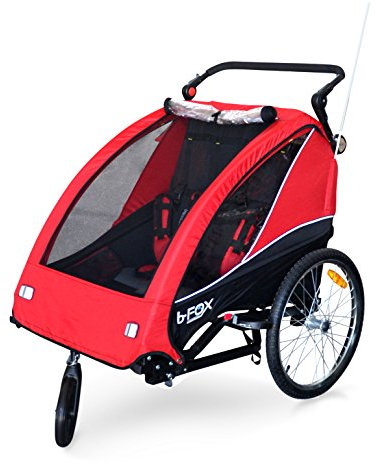 PAPILIOSHOP B-Fox – Faltbarer Kinderanhänger, Radanhänger und Jogger für 1 oder 2 Kinder, Multifunktional, Ideal für Fahrradfahrten und Outdoor-Aktivitäten (rot)