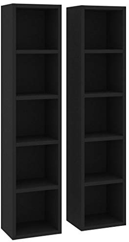 vidaXL 2X CD Regal Ständer Standregal Wandregal Medienregal Dekoregal Aufbewahrung Büroregal für 160 CDs Schwarz 21x16x93,5cm Holzwerkstoff