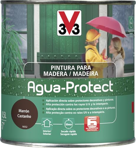 V33 PINTURA MADERA AGUA PROTECT SATINADO MARRON 0,5L