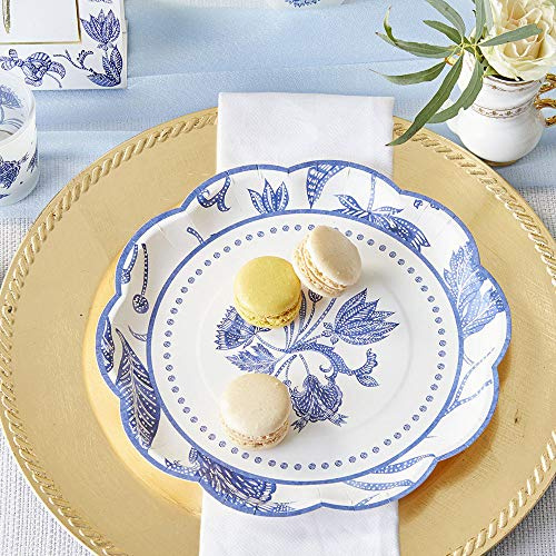 Kate Aspen Blue Willow 9 in. Decorative Premium Paper Plates (350 GSM weight -Set of 16) - Perfect for Bridal Showers and Weddings