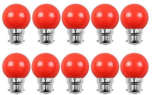 Aiwerttes 10er Pack B22 Bajonett LED Birnen 2W Äquivalent 20W Glühbirne Mehrfarbige Birnen Rot für Girlande Home Bar Party Ambiente Dekoration,Nicht dimmbar