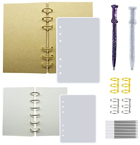 Allazone 19 Stück Notebook Resin Silikonform Harz mit Nachfüllpapier, Silikonform Stifte Gießform, A6 A7 Notebook Harz Casting Formen für Stift, Notizbuch Epoxidharz DIY