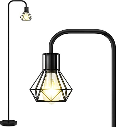 BBHome Lampada da terra vintage, industriale con porta E27, Metallo lampada minimalista adatta per soggiorno, camera da letto, ufficio, nero (lampadina non inclusa)