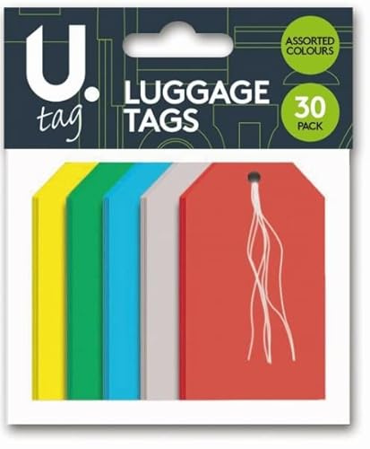 BG Assorted Colours Luggage, Storage Tags - Pack of 30, 120mm x 60mm