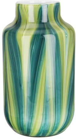 GILDE Glas Art Deko große Vase Glasvase - Blumenvase - Geschenk für Frauen Geburtstagsgeschenk - Farbe: Grün Weiß Höhe 30 cm