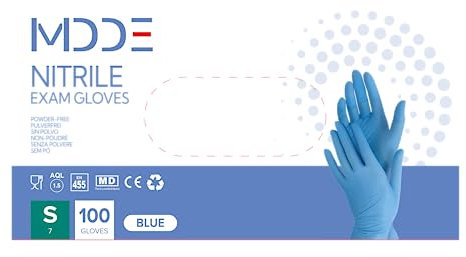 Gants jetables, en nitrile, non poudrés, sans latex, hypoallergéniques (1000, bleu, taille S)