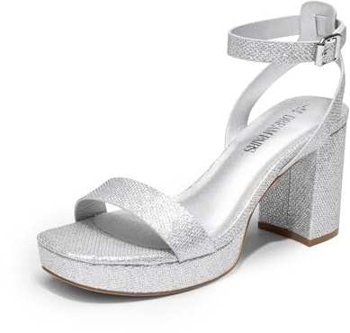 DREAM PAR Plattformsklackar för kvinnor hög block tjock öppen tå ankelrem klackar mode bröllopsfest kväll bal dans klänning pump sandaler skor