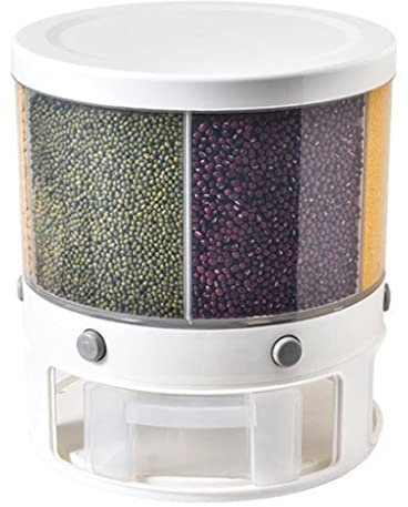 Dispensador de Cereales integrales para el hogar, dispensador Giratorio de Alimentos Secos, Frutas secas, Aperitivos, Cereales, máquina de Avena Multiusos Universal (Color: Blanco)