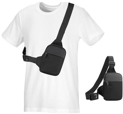 cxxtkcxxlc Petite Sacoche Poitrine Homme, Sac Poitrine Homme, Sac Bandoulière Étanche pour Camping, Randonnée, Voyage, Sac à Bandoulière Homme et Femme, Sacoche Crossbody Poitrine (Noir)