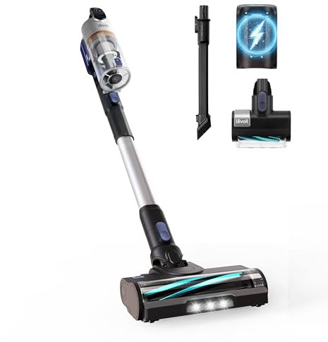 Levoit - Akku Staubsauger - Laufzeit für 150㎡ - Staubsauger Kabellos - 99,9 Prozent Staubfangrate - Mini-Motorbürste - Selbststehend - Anti Tangle - Für Tierhaare/Teppiche/Hartböden/Auto - LVAC-300