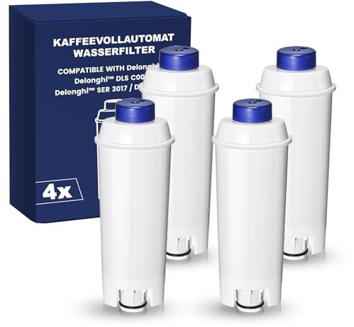 Filswa Fully Automatic Coffee Machine Water Filter, Replacement Compatible with Delonghi ECAM Series, Dinamica, Cappuccino System, Magnifica, ETAM Autentica and Various Models from Esam, (4)