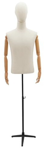 Skräddardocka herrbyst skräddarbyst 134,62–193,04 cm justerbar höjd manlig mannedocka med flexibelt huvud, armar och fingrar