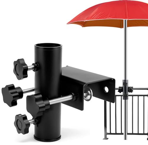 Pipihome Support pour Parasol Balcon, Porte Parapluie pour Extérieur, Porte-Parasol en Métal - Fixation Attache Parasol pour Balcon, Terrasse et Extérieur, Pied d’Échange (A)