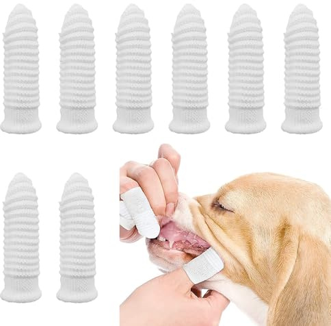 Brosse A Dent Chien, Set 8pcs Nettoyage Dentaire Chiot Avec Gant De Nettoyage En Cotton Blanc Rayé Accessoire Pour Hygiène Dentaire Chien Brosse A Dent Pratique Pour Chiens Petits Et Grands