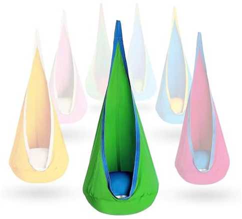 XGHDPBM Columpio con Luces LED, Hamaca Colgante con Almohada Inflable y Todos los Accesorios for Navidad, Dormitorio, Interior y Exterior.(Green)