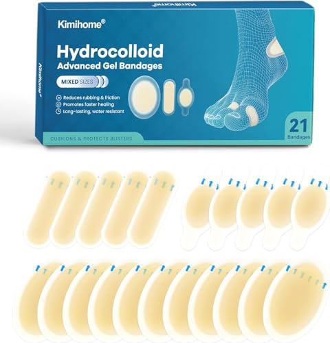Lot de 28 bandages hydrocolloïdes en gel pour pieds, coussinets adhésifs résistants à l'eau pour talons, orteils et pieds, pour la prévention et la récupération (pack de variété)
