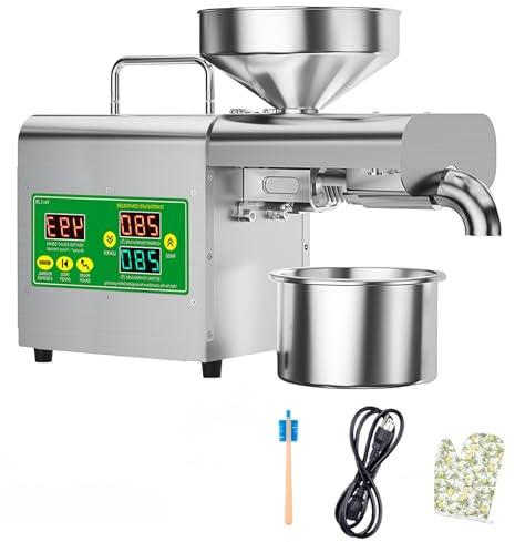 Oljepress I Rostfritt Stål – 1500W Elektrisk Kall-/Varm Oljeextraktor Med Smart Temperaturkontroll – För Nötter Och Frön (3–6 Kg/Timme Utgång) 110V/220V