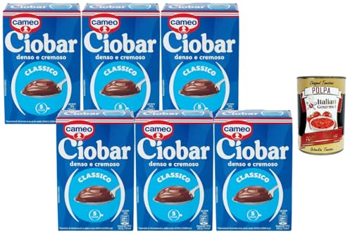 Italian Gourmet Ciobar Classico Chocolat Cameo – Chocolat Chaud Épais & Crémeux, Préparation en Poudre pour Boisson Cacao, Lot de 6 x 125 g (750 g) + Italian Gourmet Polpa