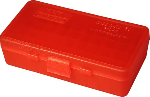 MTM Case-Gard P50-45-29 Flip-Top Ammo Box, 50 Round, Clear Red