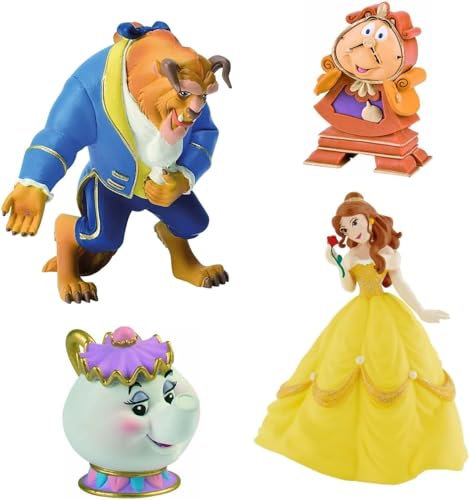 Bullyland Walt Disney La Belle et la Bête 4 Figurine Set - La Bête Belle Big Ben Pendule Madame Samovar