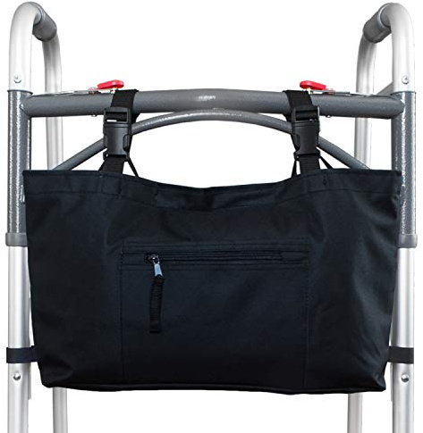 RMS Walker Bag with Soft Cooler - Water Resistant Tote with Temperature Controlled Thermal Compartment, Universal Fit for Walkers, Scooters or Rollator Walkers (Black)