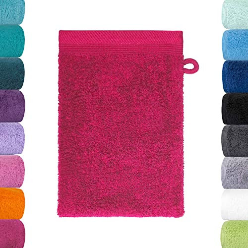 Lavea Waschlappen Set - 6X Waschhandschuh 16x22 cm - Rhabarber - weiche Duschlappen für Gesicht & Körper von Baby, Kinder & Erwachsene - 100% GOTS zertifizierte Bio-Baumwolle - Premium Serie Bali