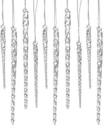 Toyvian Icicle Ornaments, 10Pcs Christmas Tree Hanging Icicle Ornaments Clear Icicles Holiday Decoration