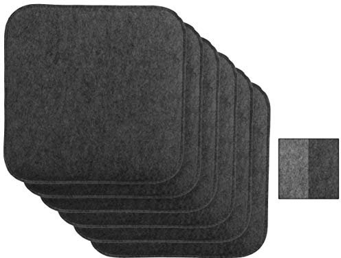 Brandsseller Wende-Sitzkissen Filz 6er Vorteilspack zweifarig Eckig Stuhlkissen Sitzauflage Gepolstert - 35 x 35 x 1,5 cm Anthrazit/Grau