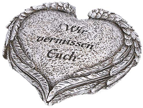 Trauer-Shop Engel Herz Wir vermissen Euch, Gravur Inschrift mit Engelsflügeln.
