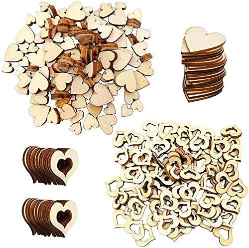Tucireat Cœur en Bois 400 Pièces - Decoration Table Mariage Boheme Champetre pour Bapteme