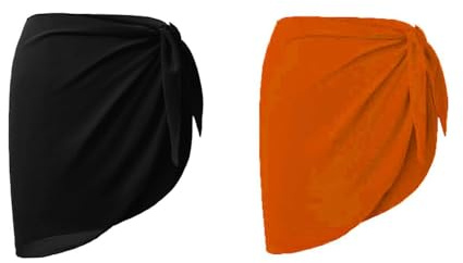 HSAJS Pareos Playa Mujer Falda Pareo Corto Sarong Vestidos Playa Cubierta Bikini Multifuncional Gasa Semitransparente Beachwear Elegante para Vacaciones Verano