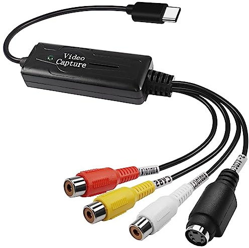 XMSJSIY RCA AV to USB C Converter - 1 Channel AV NTSC PAL Video S Video/Composite to USB Converter for Mobile Phone/PC