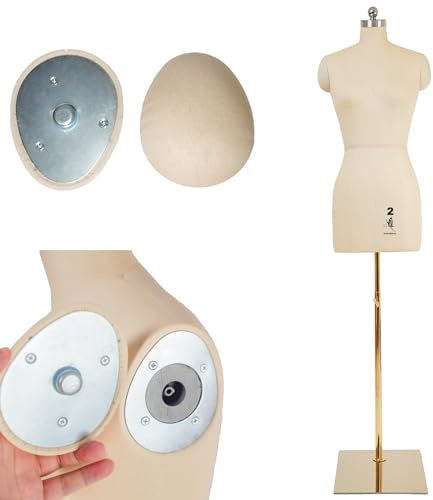 lavandeform Female Dress Model Torso Body Clothing Forms,Sewing Mannequin Foam Body for Pinning.Height Adjustable Stand. (Beige, 2)