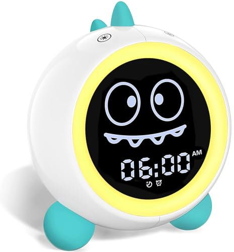 DINOTIME Réveil Enfant, Reveil Enfant éducatif Jour Nuit Entraîneur de Sommeil pour Enfants avec Minuterie Veilleuse pour Filles et Garçons (Vert)