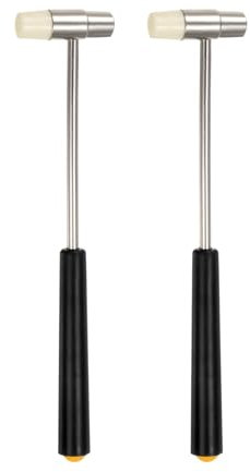 sourcing map 2pcs Double Face Small Plastic Metal Hammer 7 Round Dual Head Multifunctional Mallet with Soft/Hard Tips for Jewelry Watch Handcraft