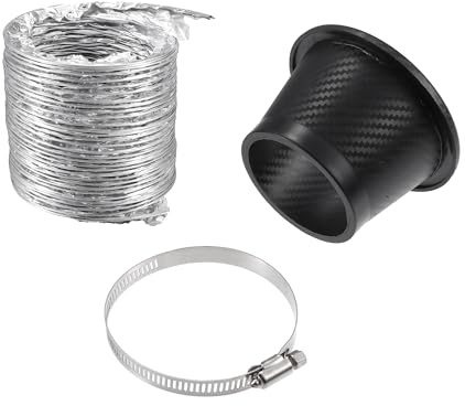 A ABSOPRO Conducto de Admisión de Aire Conducto de Freno Rojoondo para parachoques delantero con Manguera Flexible Extensible y Banda de Sujeción de Plástico y Aluminio, 1 Juego
