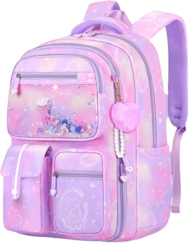 Cartable Fille Primaire, Sac à Dos Fille école Collège 6 7 8 9 10 11 12 13 14 ans, Kawaii Sac Enfant Cartable Femme, School Backpack for Girls 45 x 32 x 18cm
